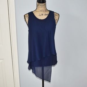 Brand New w/Tags Bebe Shiffon Navy Blouse sz M